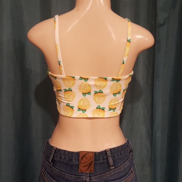 Kimchi Blue Wrap Cami Crop Top Lemon Print - Picture 5 of 6